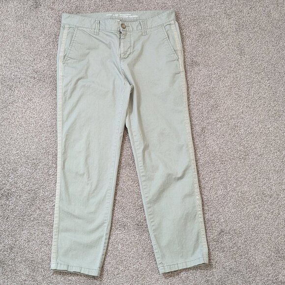 GAP Girlfriend Khaki Light Sage Green Mid-Rise Ankle Pants; Size 4/27 - Picture 1 of 4